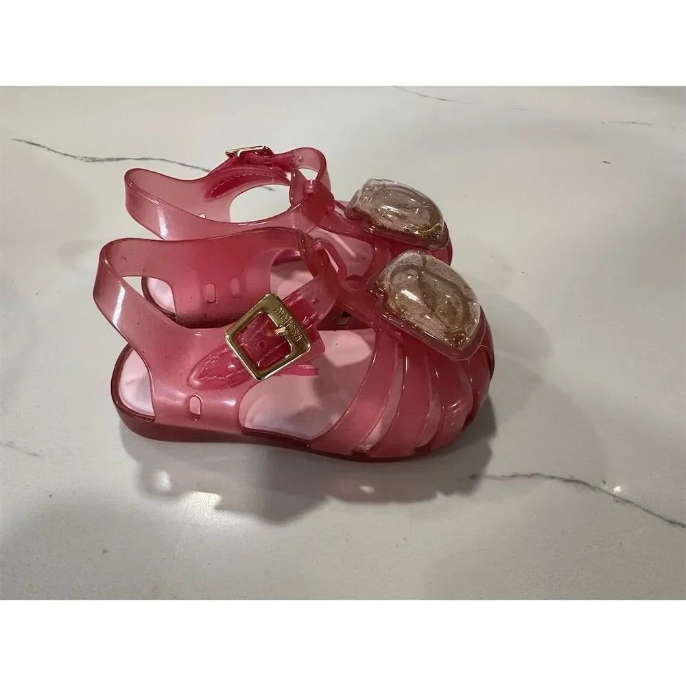 Mini Melissa Girls Pink Glitter Aranha Lip Sandals‎ Size infant 5